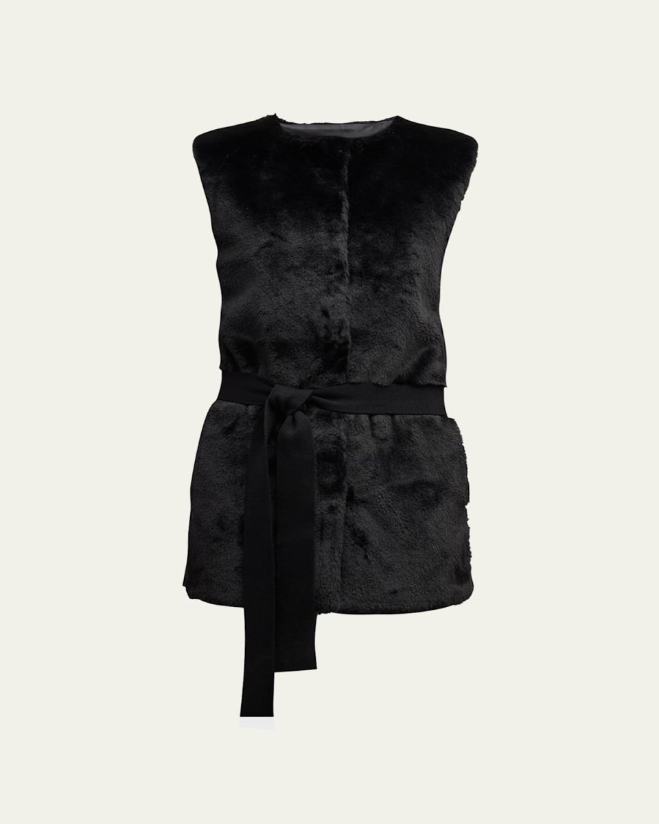 Lior Sleeveless Belted Faux Fur Sweat